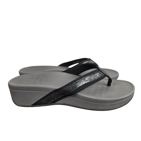 Vionic High Tide Foil Flip Flop Thong Sandals TVW4895 Black Silver Sz 8 - Picture 8 of 16